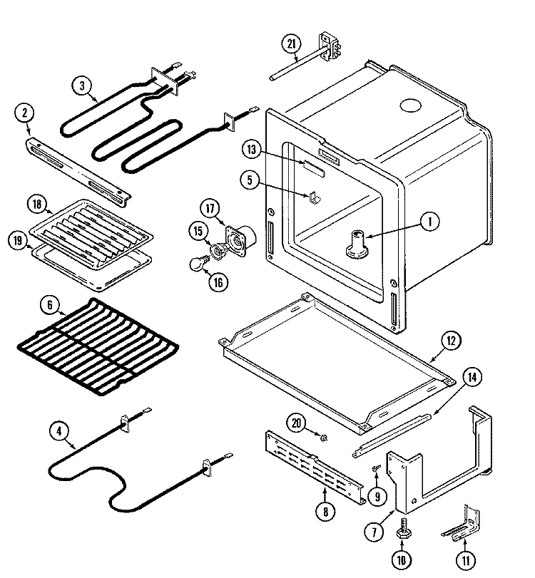 OVEN / BASE Diagram and Parts List for CC35111BCV  Crosley Range