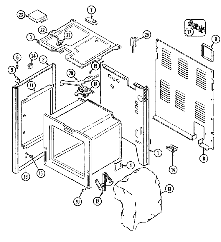 BODY Diagram and Parts List for MER5530ACW  Maytag Range