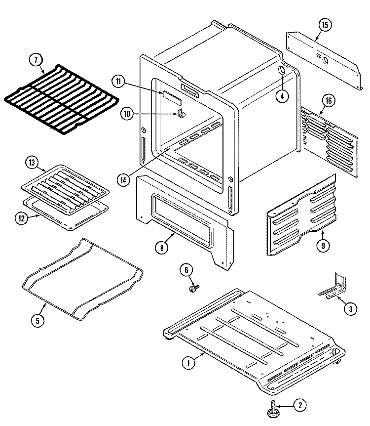 OVEN / BASE Diagram and Parts List for CRL5300DXT  Maytag Range