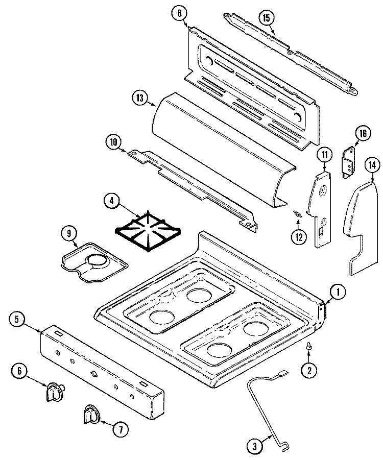 CONTROL PANEL / TOP ASSEMBLY Diagram and Parts List for CRL5300DXT  Maytag Range