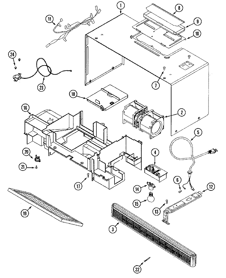 CABINET & VENTILATION Diagram and Parts List for JMV8000ADW  Jenn-Air Microwave