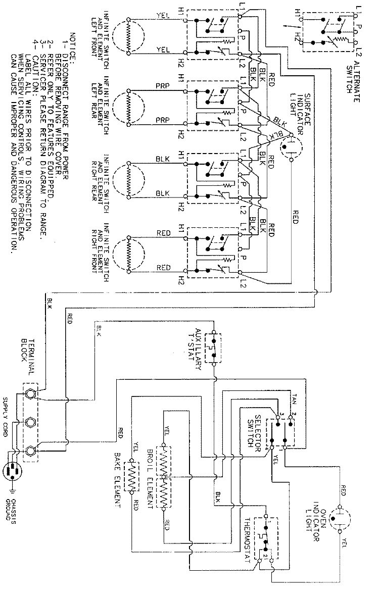 WIRING INFORMATION Diagram and Parts List for CER1140ACW  Magic Chef Range