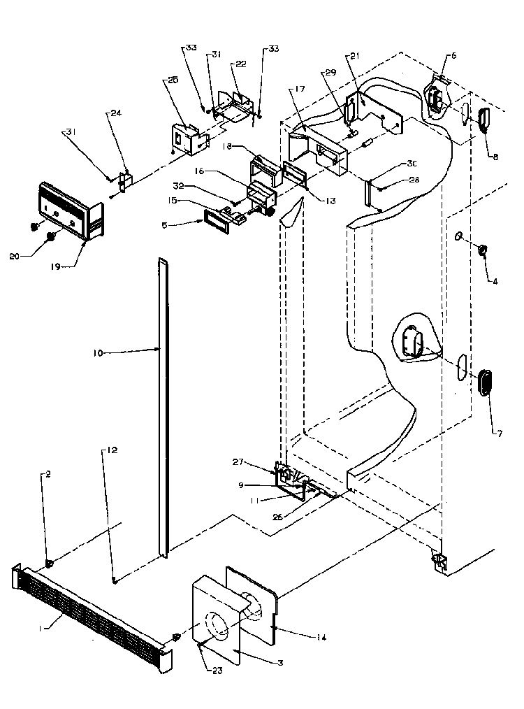 Refrigerator/freezer Controls & Cabinet Parts Diagram and Parts List for SBI20QE-P1162905WE  Amana Refrigerator