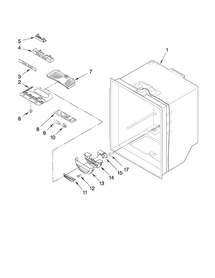 Refrigerator Liner Parts Diagram and Parts List for ABB2224WEW2  Amana Refrigerator