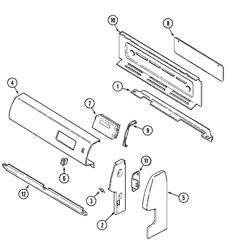 CONTROL PANEL Diagram and Parts List for MGR4770ADH  Maytag Range