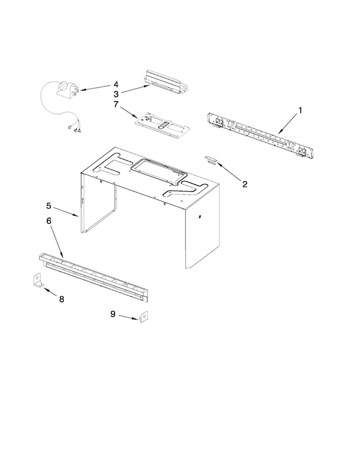Cabinet And Installation Parts Diagram and Parts List for AMV1150VAB2  Amana Microwave