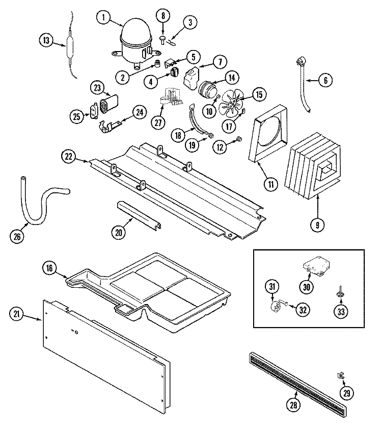 COMPRESSOR Diagram and Parts List for GT1928PDCW  Maytag Refrigerator