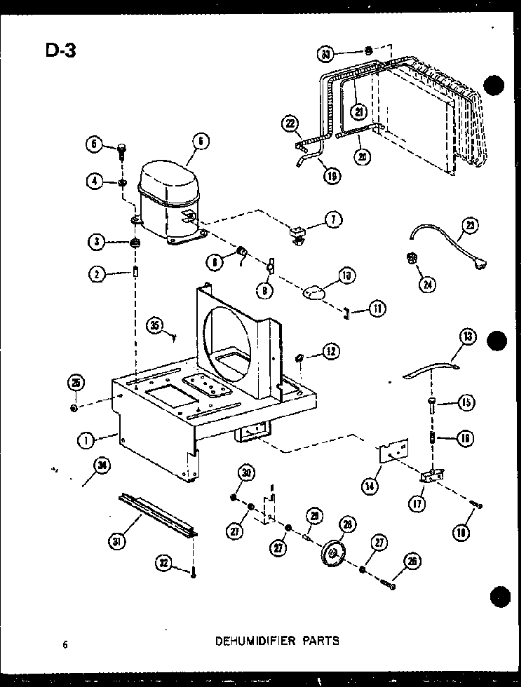 Dehumidifier Parts Diagram and Parts List for DH22-20W P54341-20R Amana Dehumidifier