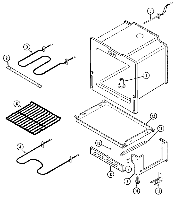 OVEN / BASE Diagram and Parts List for PER5502BAT  Maytag Range