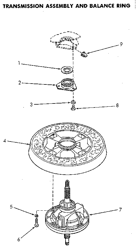 Gearcase And Balance Ring Diagram and Parts List for NA6821L33838  Speed Queen Washer