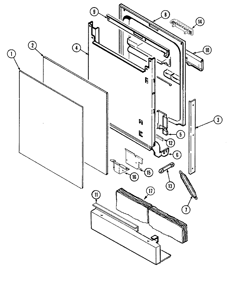 DOOR Diagram and Parts List for MDB2200AWZ  Maytag Dishwasher