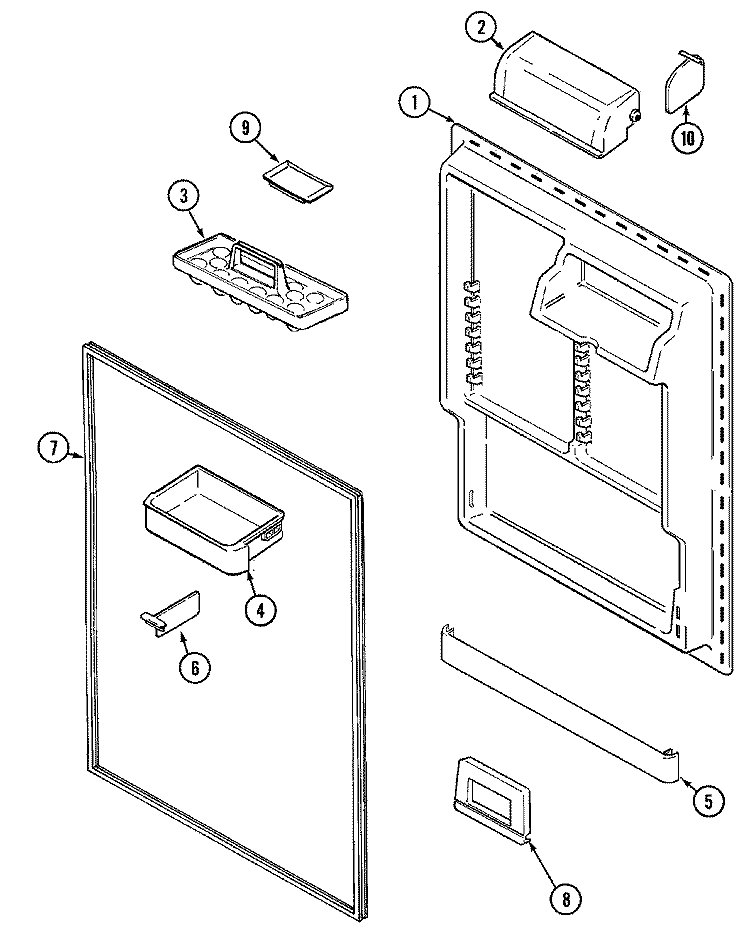 FRESH FOOD INNER DOOR Diagram and Parts List for GT1928PDCW  Maytag Refrigerator