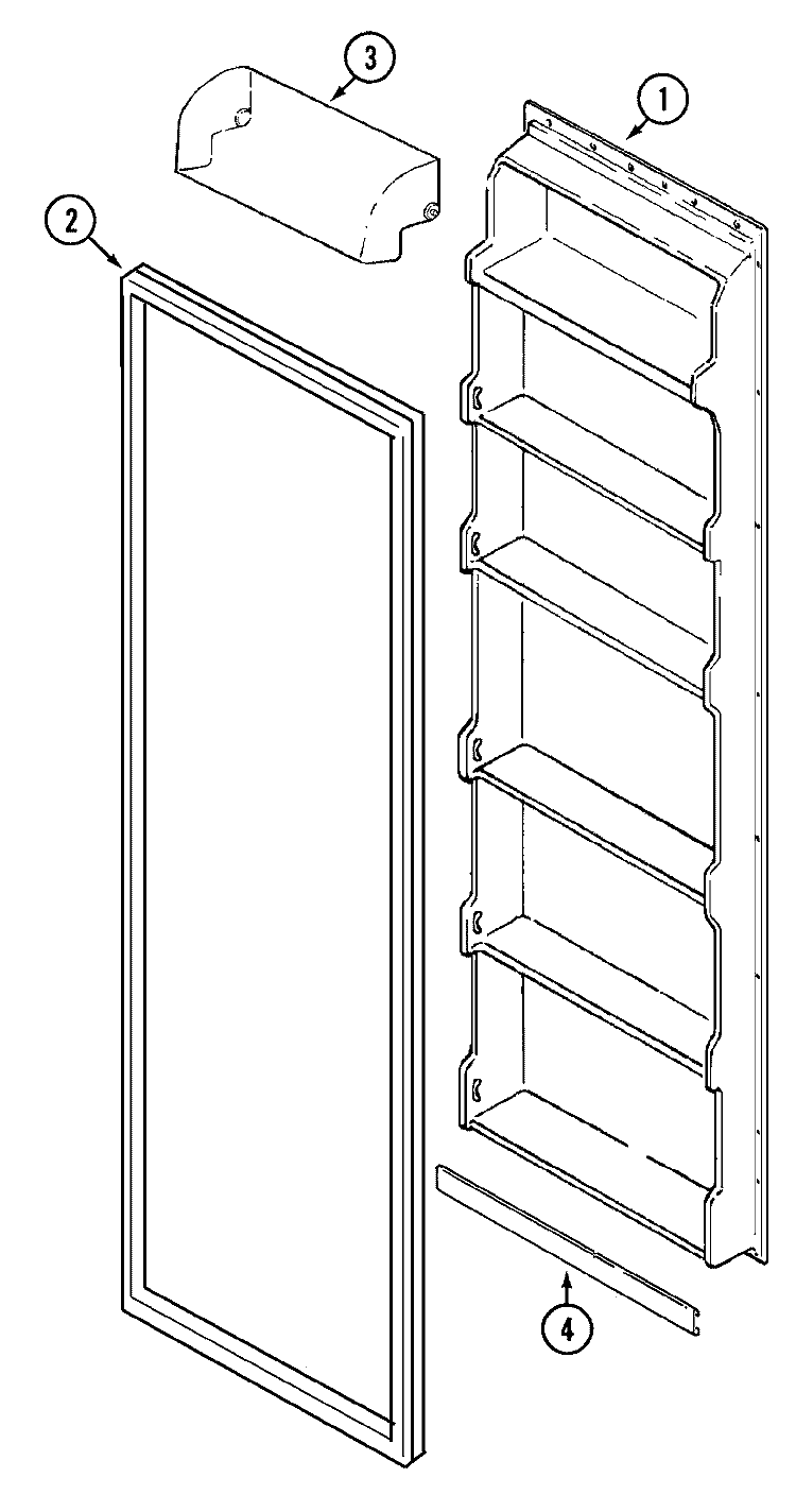 FRESH FOOD INNER DOOR Diagram and Parts List for CS21G2Q  Crosley Refrigerator
