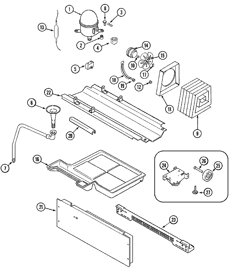 COMPRESSOR Diagram and Parts List for ASD2120DRQ  Admiral Refrigerator