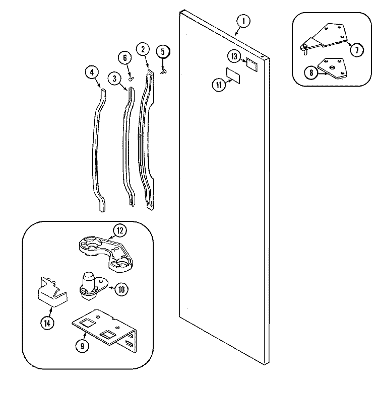 FRESH FOOD OUTER DOOR Diagram and Parts List for CS21A2A  Crosley Refrigerator