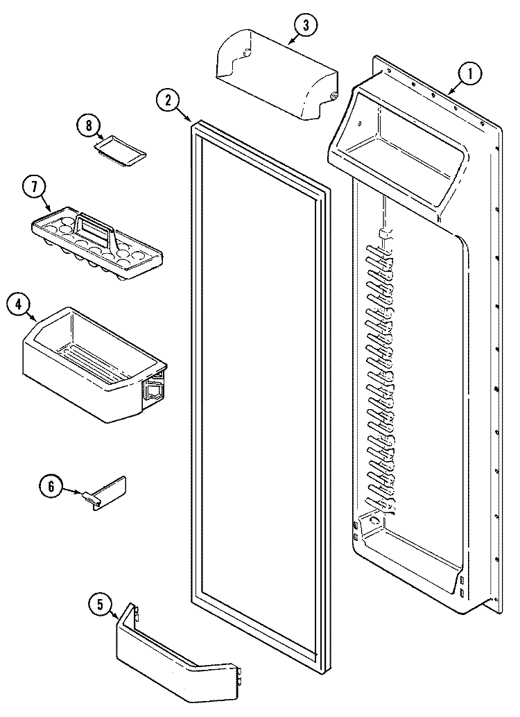 FRESH FOOD INNER DOOR Diagram and Parts List for JSD2574ARW  Jenn-Air Refrigerator