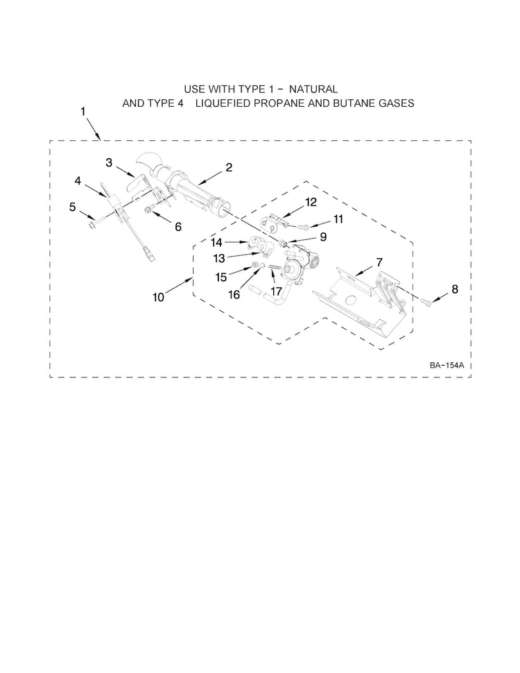 8557891 Burner Assembly Diagram and Parts List for 7MMGDB850WL0  Maytag Dryer