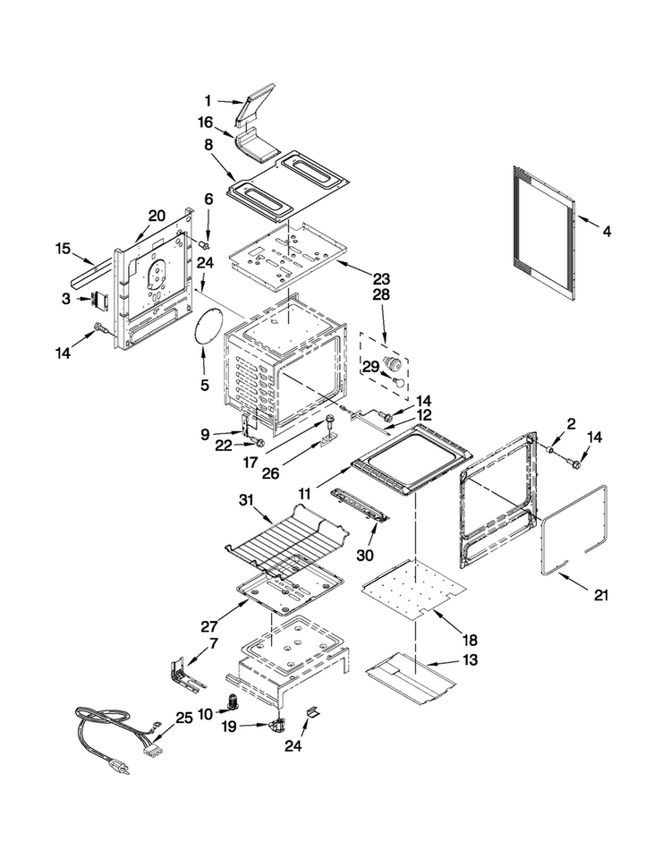 Chassis Parts Diagram and Parts List for MGR8670AB0  Maytag Range