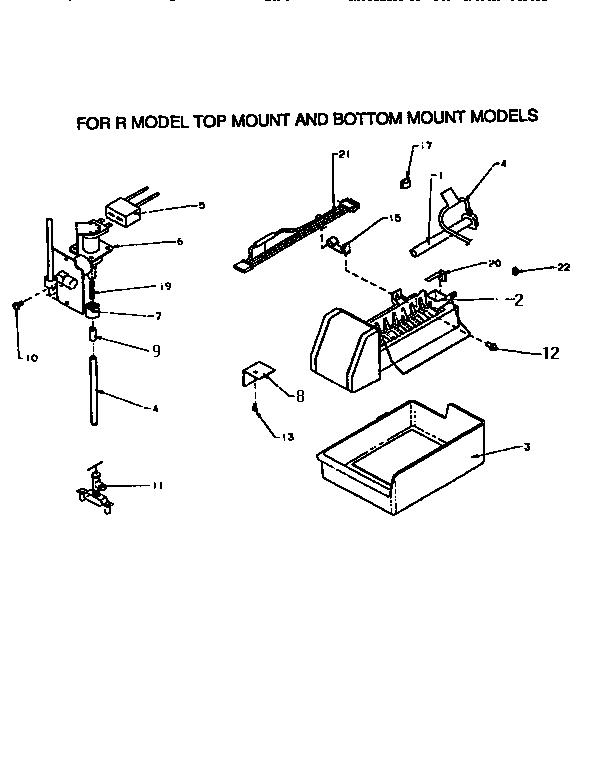 Add-on Ice Maker Diagram and Parts List for TX22R2-P1157706W  Amana Refrigerator