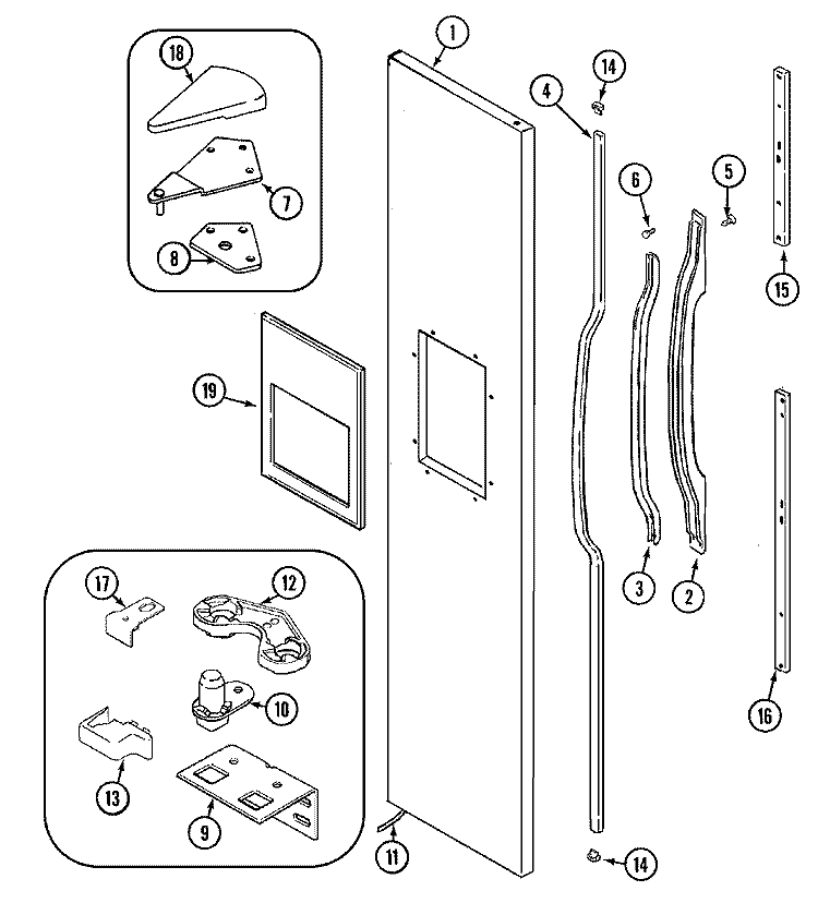 FREEZER OUTER DOOR Diagram and Parts List for ASD2514ARW  Admiral Refrigerator