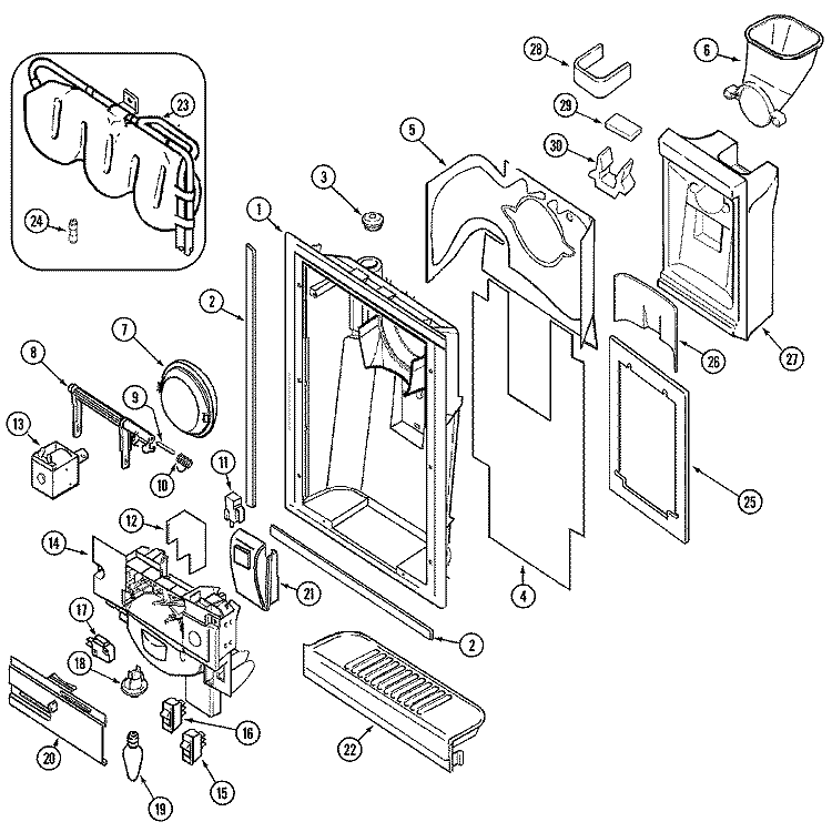 FOUNTAIN Diagram and Parts List for ASD2123DRW  Admiral Refrigerator