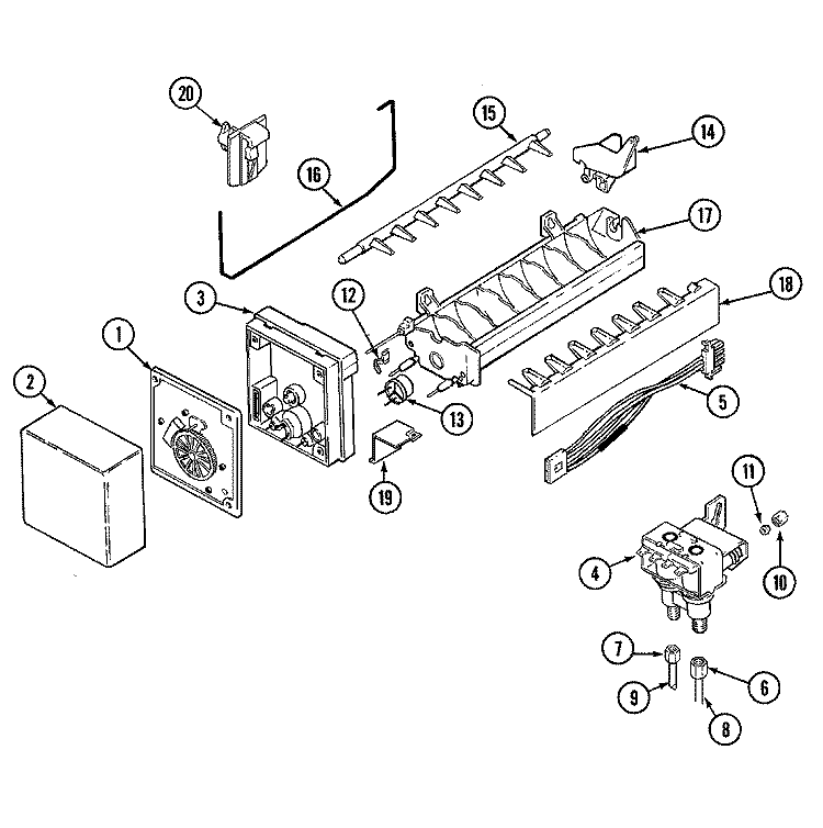 ICE MAKER Diagram and Parts List for ASD2514ARW  Admiral Refrigerator