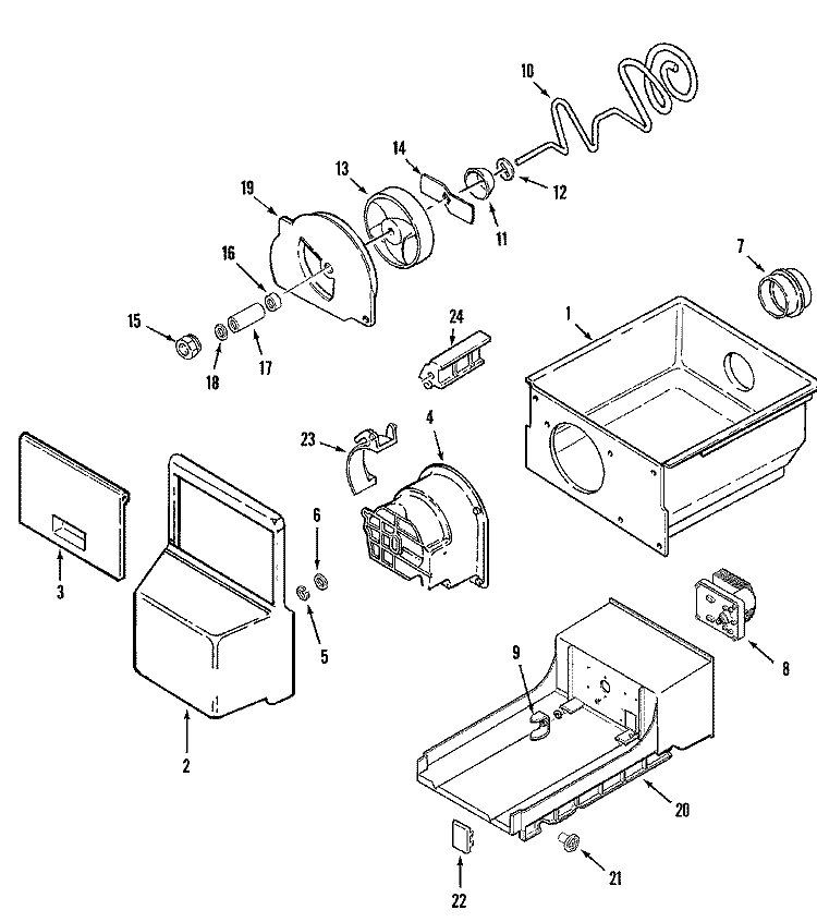 ICE BIN Diagram and Parts List for ASD2120DRQ  Admiral Refrigerator
