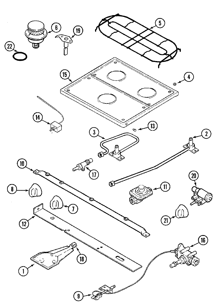 TOP & GAS CONTROLS Diagram and Parts List for MLY2245ADH  Maytag Range