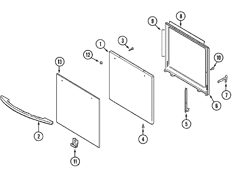 DOOR Diagram and Parts List for MLY2245ADH  Maytag Range