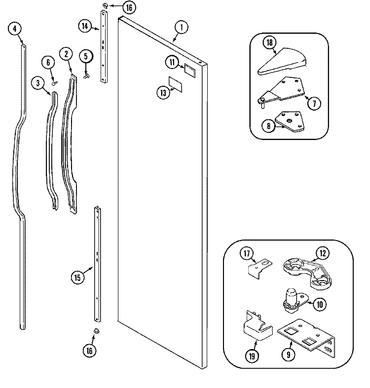 FRESH FOOD OUTER DOOR Diagram and Parts List for KGU6465BS  Maytag Refrigerator
