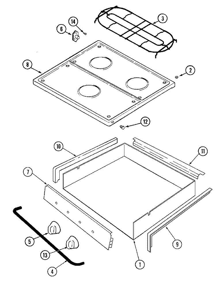 TOP & BURNER BOX Diagram and Parts List for MLZ8505ADH  Maytag Cooktop