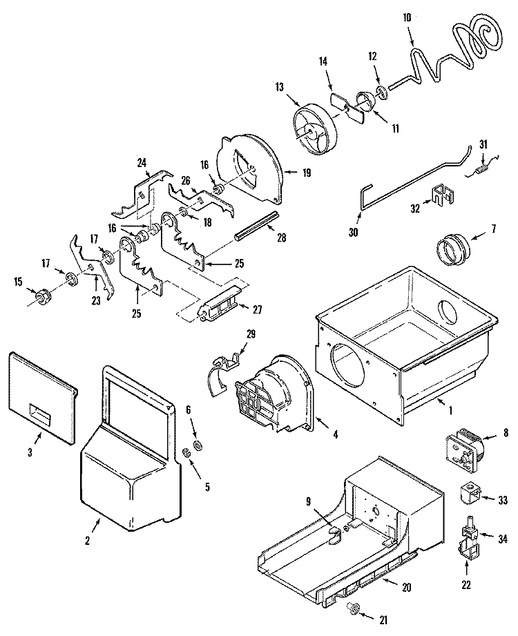 ICE BIN Diagram and Parts List for GS2414CXFW  Maytag Refrigerator