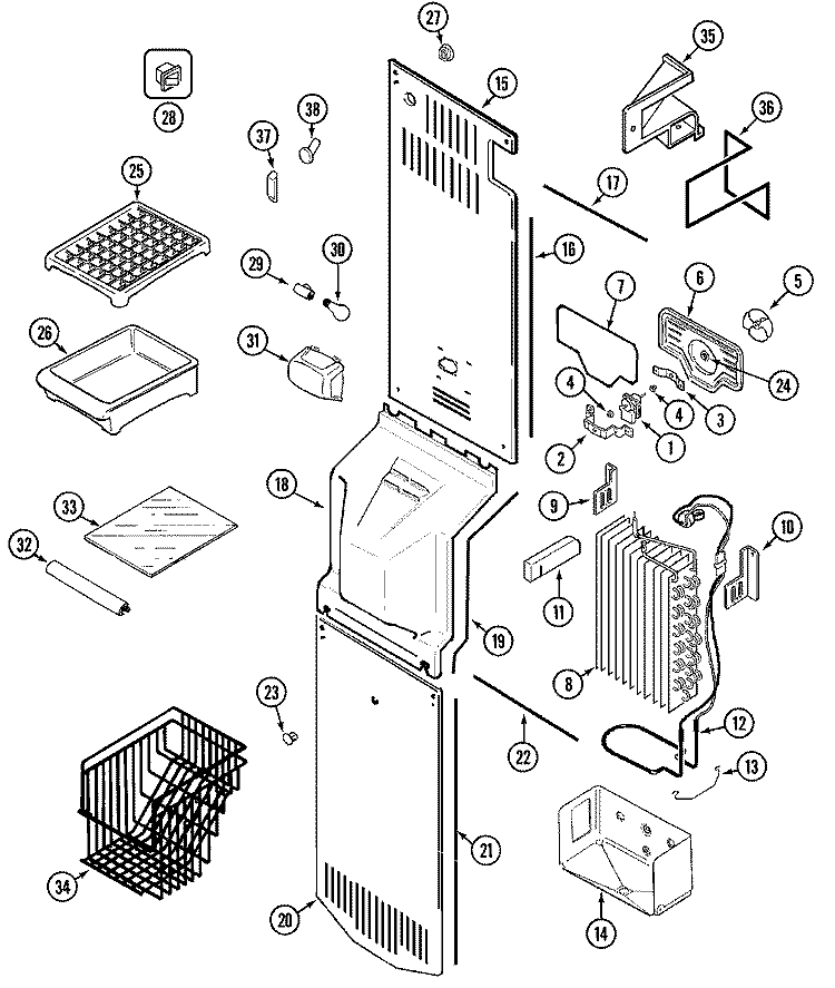 FREEZER COMPARTMENT Diagram and Parts List for CSB2323ARA  Magic Chef Refrigerator