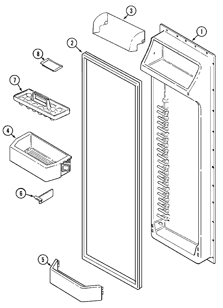 FRESH FOOD INNER DOOR (BISQUE) Diagram and Parts List for GS2588PKDQ  Maytag Refrigerator