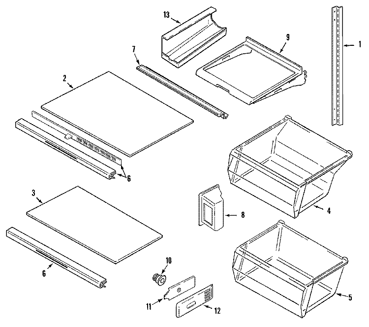 SHELVES & ACCESSORIES Diagram and Parts List for CS25A7DA  Crosley Refrigerator