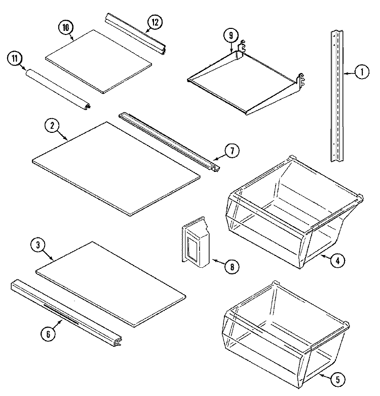 SHELVES & ACCESSORIES Diagram and Parts List for CSD2122ARW  Magic Chef Refrigerator