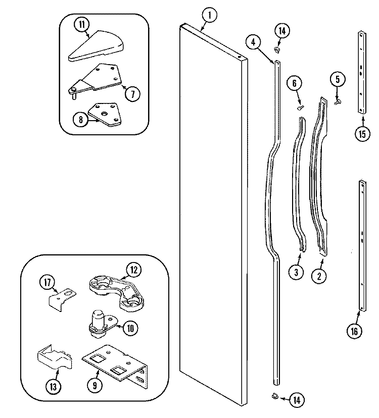 FREEZER OUTER DOOR (BISQUE) Diagram and Parts List for GS2314PXDQ  Crosley Refrigerator