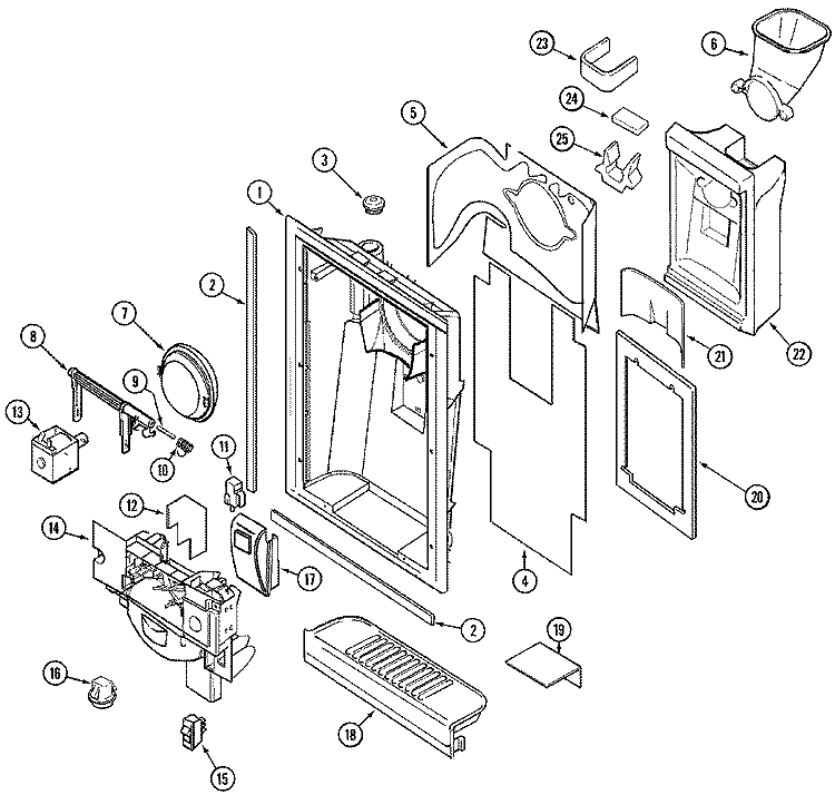 FOUNTAIN Diagram and Parts List for GS2124IDEW  Maytag Refrigerator