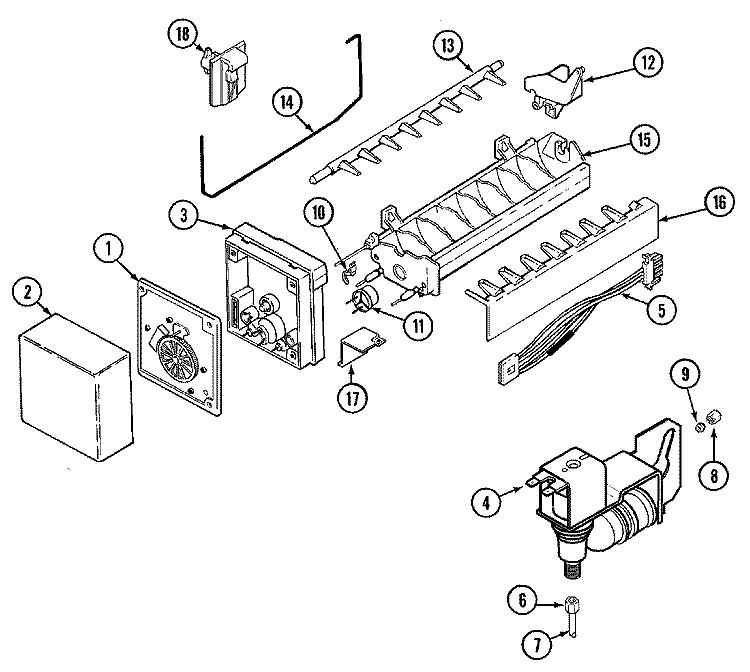 ICE MAKER Diagram and Parts List for GS2124IDEW  Maytag Refrigerator