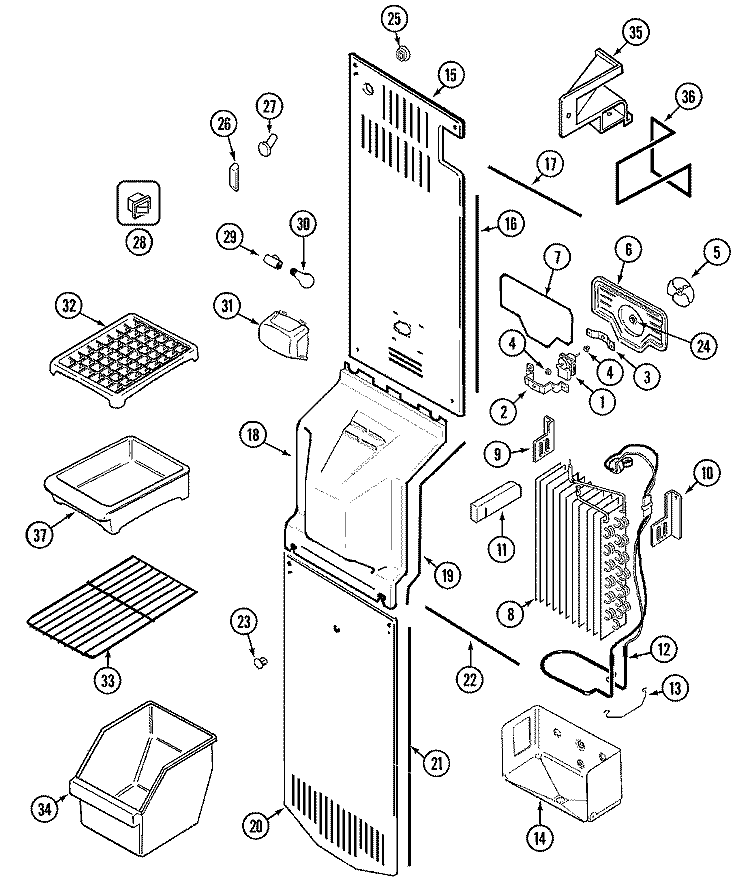FREEZER COMPARTMENT Diagram and Parts List for GS2112PXDA  Crosley Refrigerator