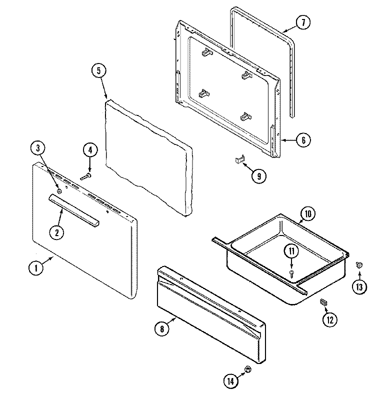 DOOR / DRAWER Diagram and Parts List for AER1110AAH  Admiral Range