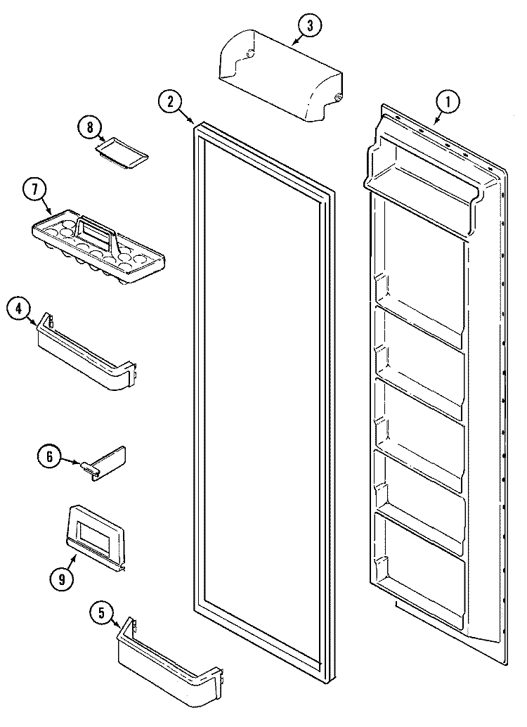 FRESH FOOD INNER DOOR Diagram and Parts List for GS2314CXDW  Amana Refrigerator