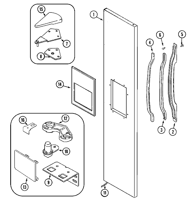 FREEZER OUTER DOOR Diagram and Parts List for GS2121SDEW  Maytag Refrigerator