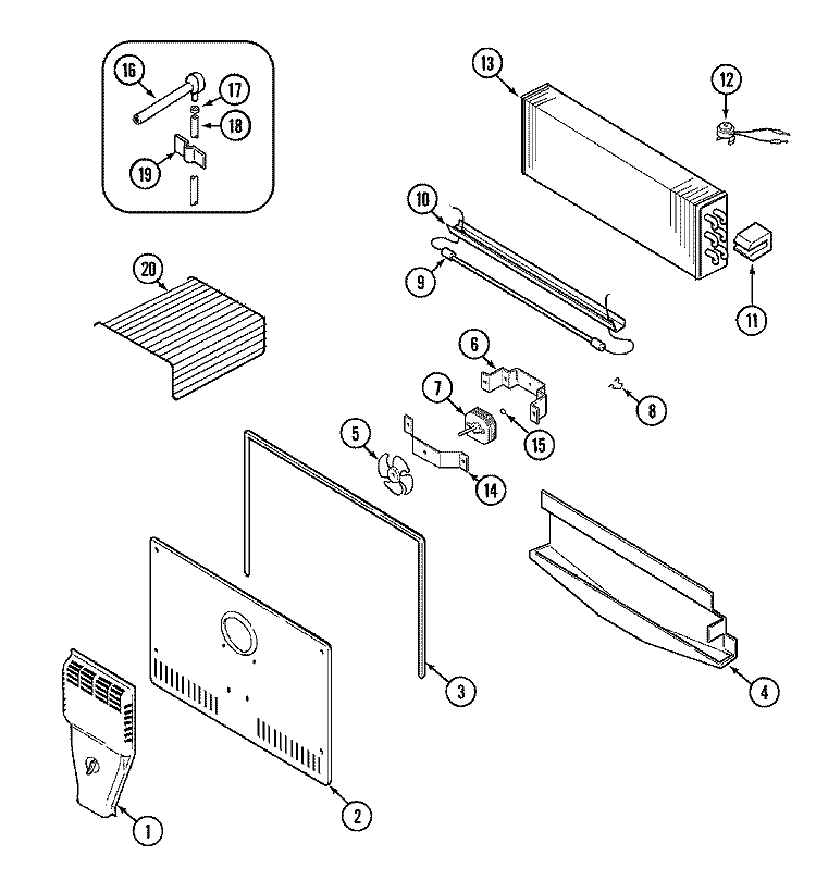 FREEZER COMPARTMENT Diagram and Parts List for CTF1722ARW  Magic Chef Refrigerator