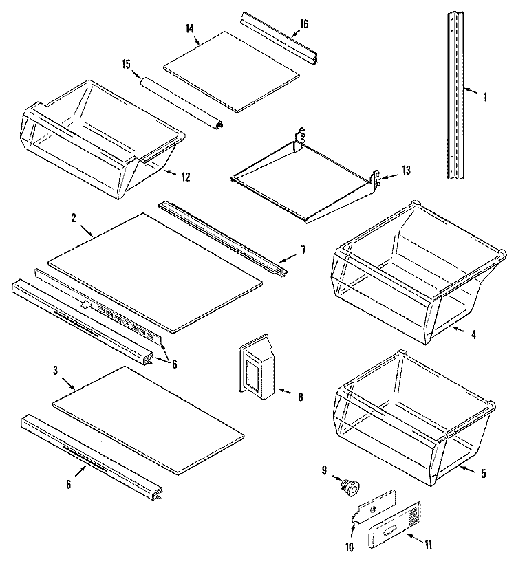 SHELVES & ACCESSORIES (BISQUE) Diagram and Parts List for CS21B5DQ  Crosley Refrigerator