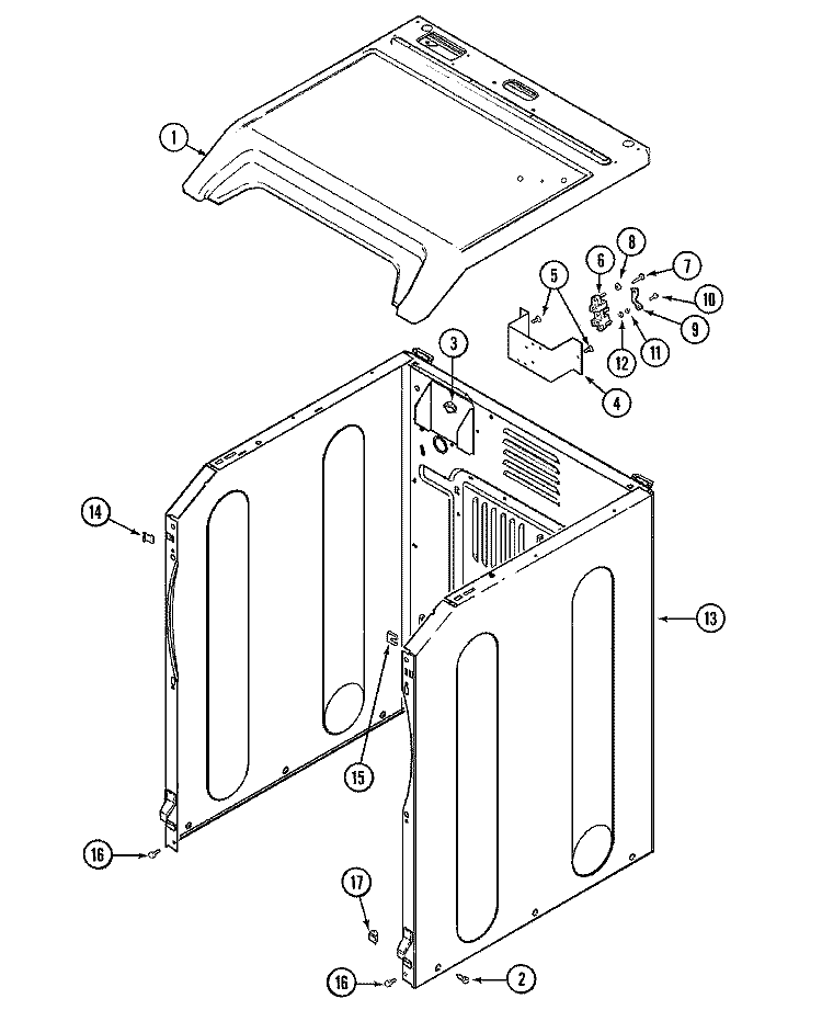 CABINET (MDE) Diagram and Parts List for MDE9557AYA  Maytag Dryer