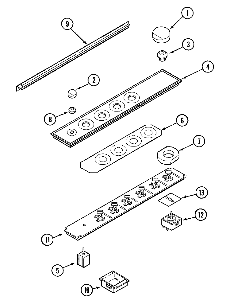 CONTROL PANEL Diagram and Parts List for CVDX4180B  Jenn-Air Cooktop
