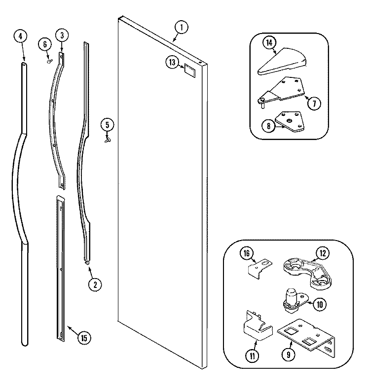 FRESH FOOD OUTER DOOR Diagram and Parts List for JSD2388AEW  Jenn-Air Refrigerator