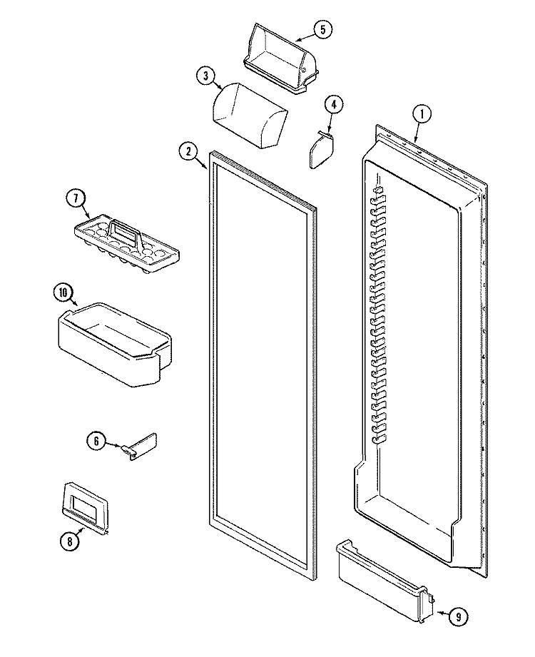 FRESH FOOD INNER DOOR Diagram and Parts List for JSD2588AEW  Jenn-Air Refrigerator