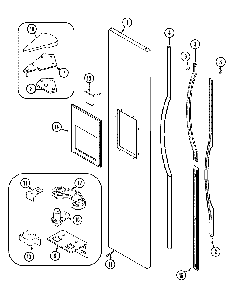 FREEZER OUTER DOOR Diagram and Parts List for JSD2388AEW  Jenn-Air Refrigerator